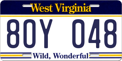 WV license plate 8OY048