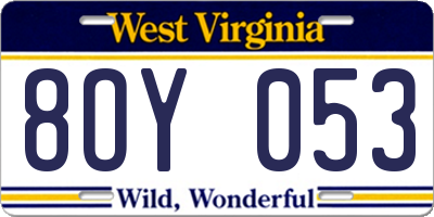 WV license plate 8OY053
