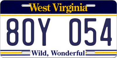 WV license plate 8OY054