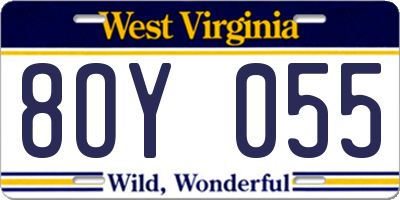 WV license plate 8OY055
