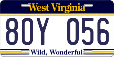 WV license plate 8OY056