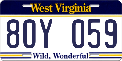 WV license plate 8OY059