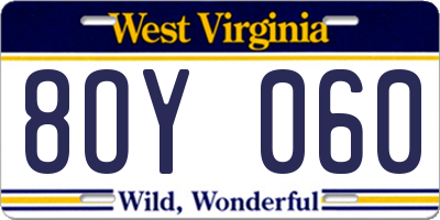 WV license plate 8OY060