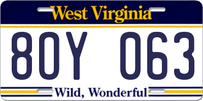 WV license plate 8OY063
