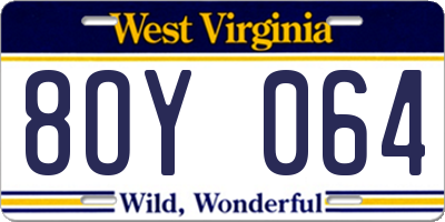 WV license plate 8OY064