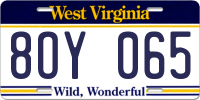 WV license plate 8OY065