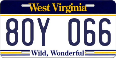 WV license plate 8OY066