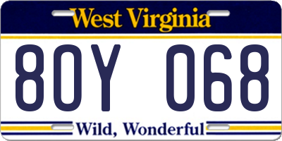 WV license plate 8OY068