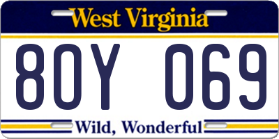 WV license plate 8OY069