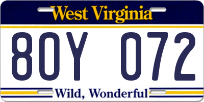WV license plate 8OY072