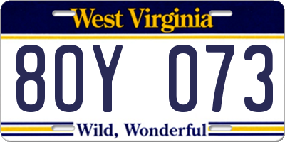 WV license plate 8OY073