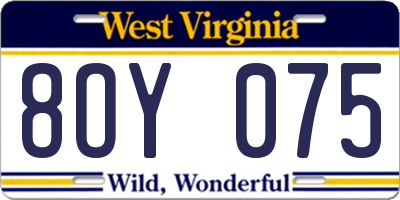 WV license plate 8OY075