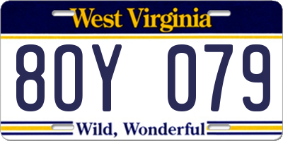 WV license plate 8OY079