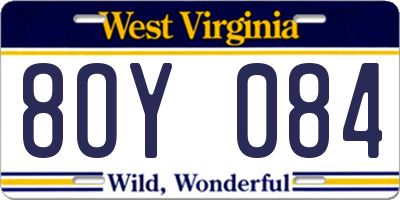 WV license plate 8OY084