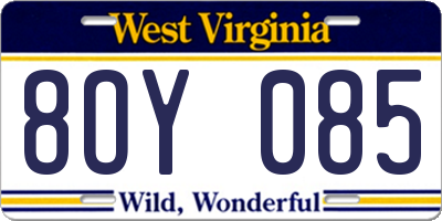 WV license plate 8OY085