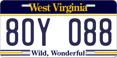 WV license plate 8OY088