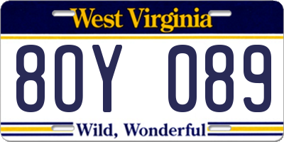 WV license plate 8OY089