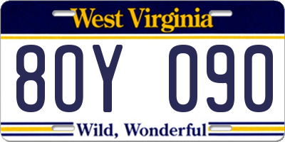 WV license plate 8OY090
