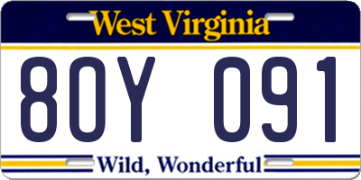 WV license plate 8OY091