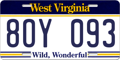WV license plate 8OY093
