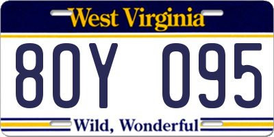 WV license plate 8OY095