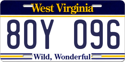WV license plate 8OY096