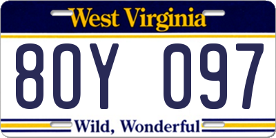 WV license plate 8OY097