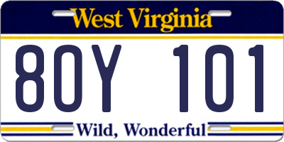 WV license plate 8OY101
