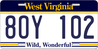 WV license plate 8OY102