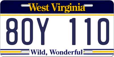 WV license plate 8OY110