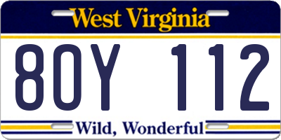 WV license plate 8OY112