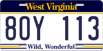 WV license plate 8OY113