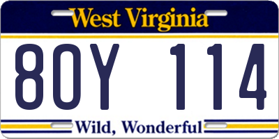 WV license plate 8OY114