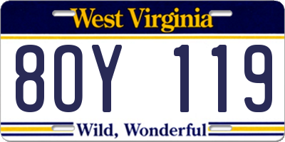 WV license plate 8OY119