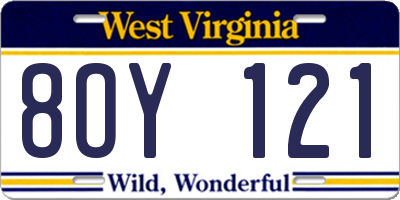 WV license plate 8OY121
