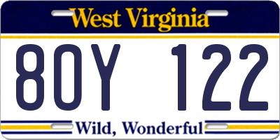 WV license plate 8OY122