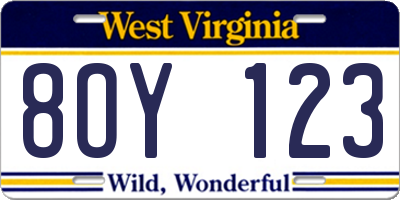 WV license plate 8OY123