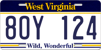 WV license plate 8OY124