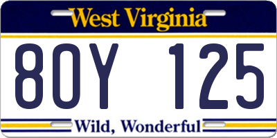 WV license plate 8OY125