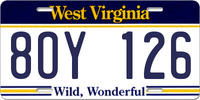 WV license plate 8OY126