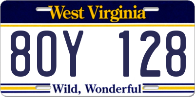 WV license plate 8OY128
