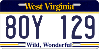 WV license plate 8OY129
