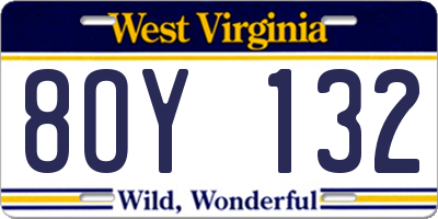 WV license plate 8OY132