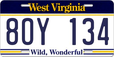 WV license plate 8OY134