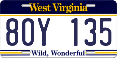 WV license plate 8OY135