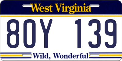WV license plate 8OY139