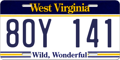 WV license plate 8OY141