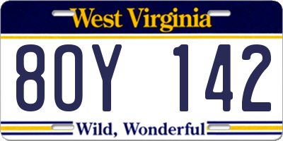 WV license plate 8OY142