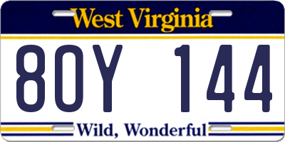 WV license plate 8OY144