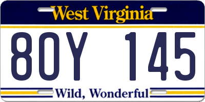WV license plate 8OY145